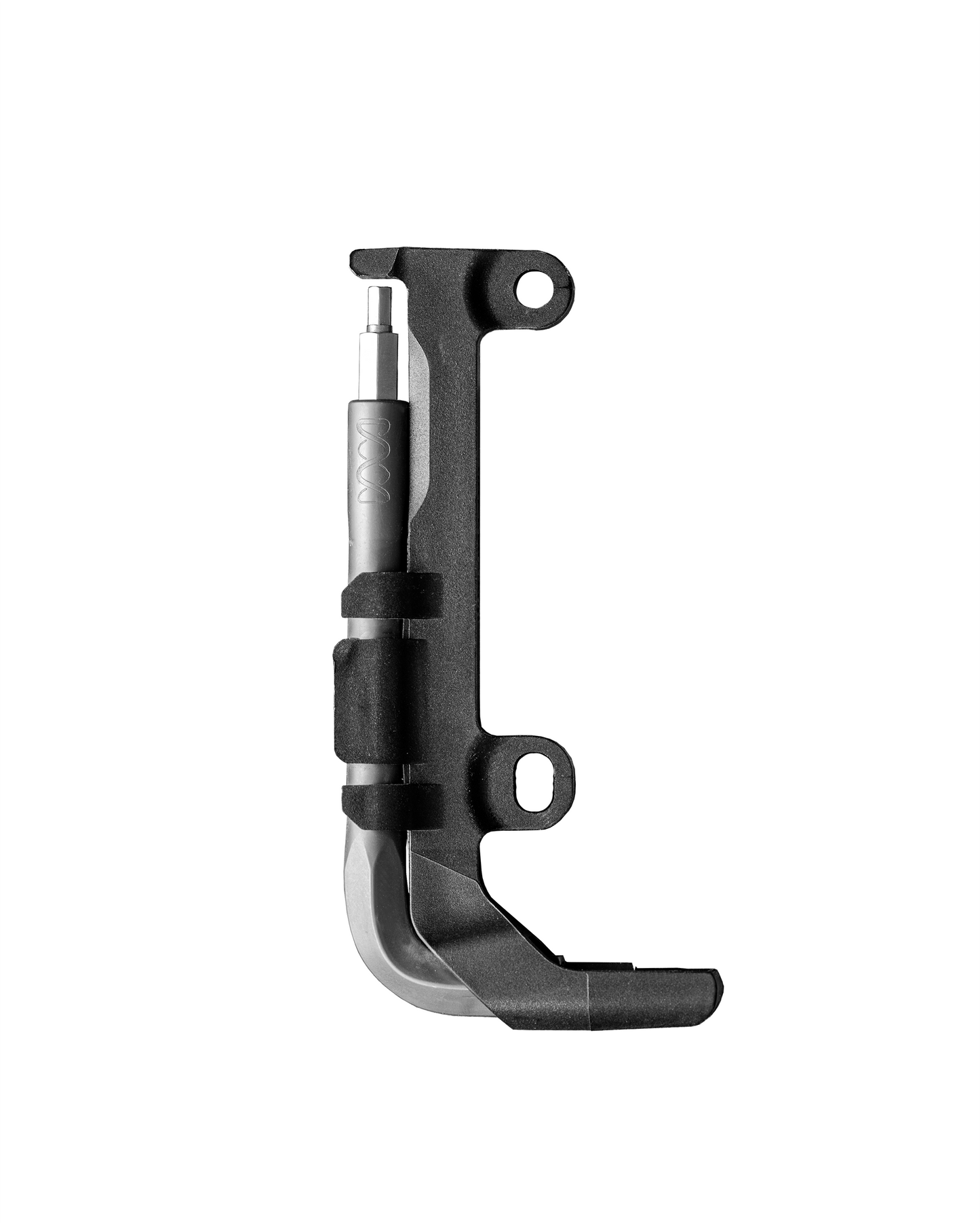 Black metal bracket on a white background