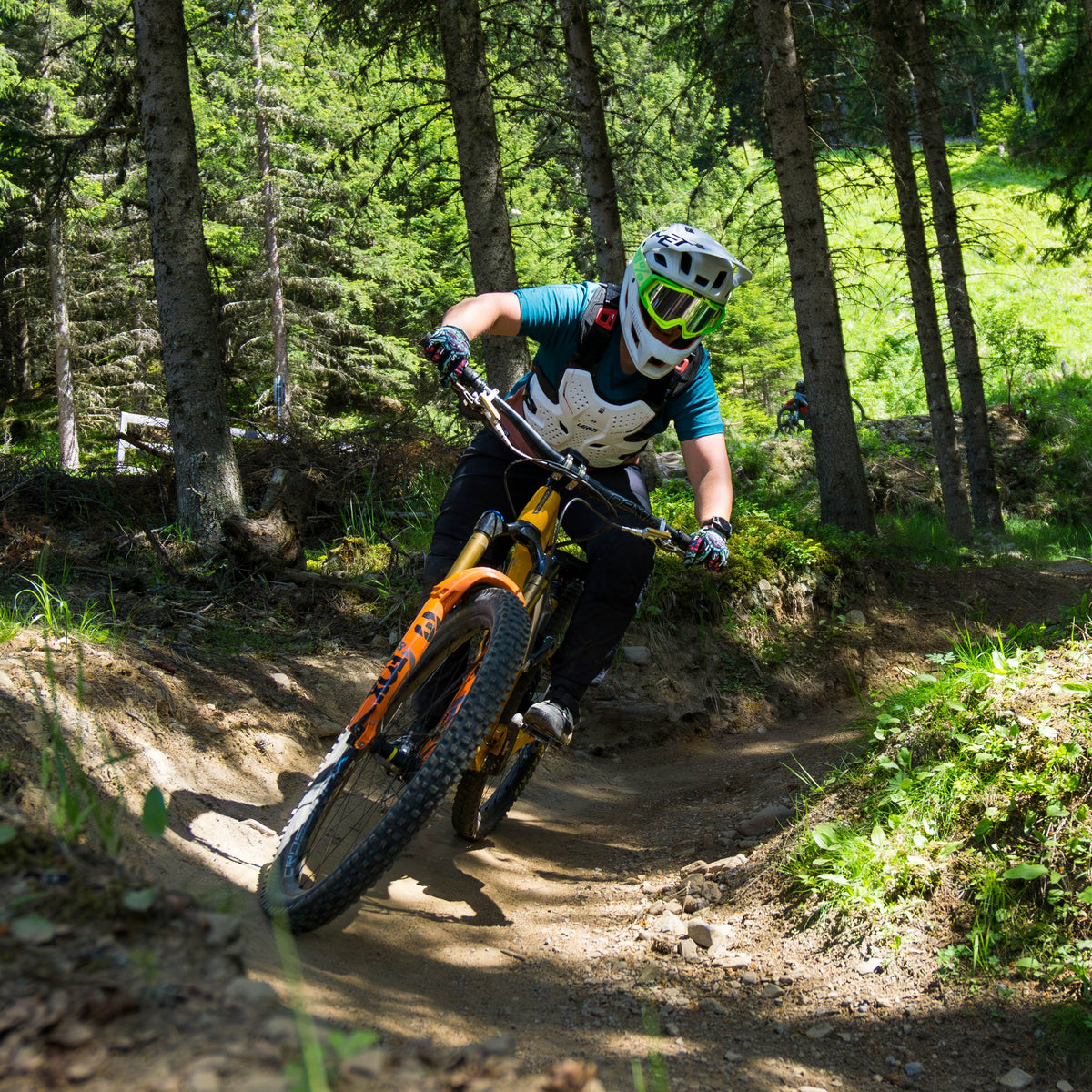 woman on a mtb in the woods