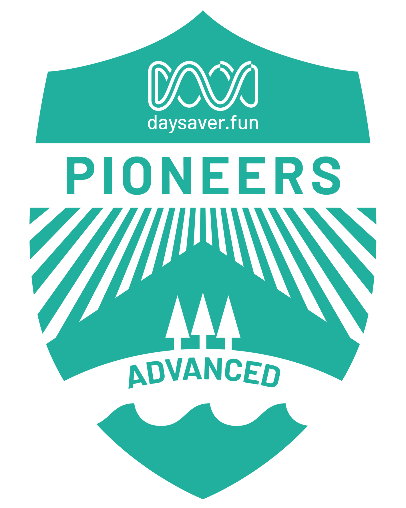 Teal logo with 'daysaver.fun' and 'Pioneers Advanced' text on a white background