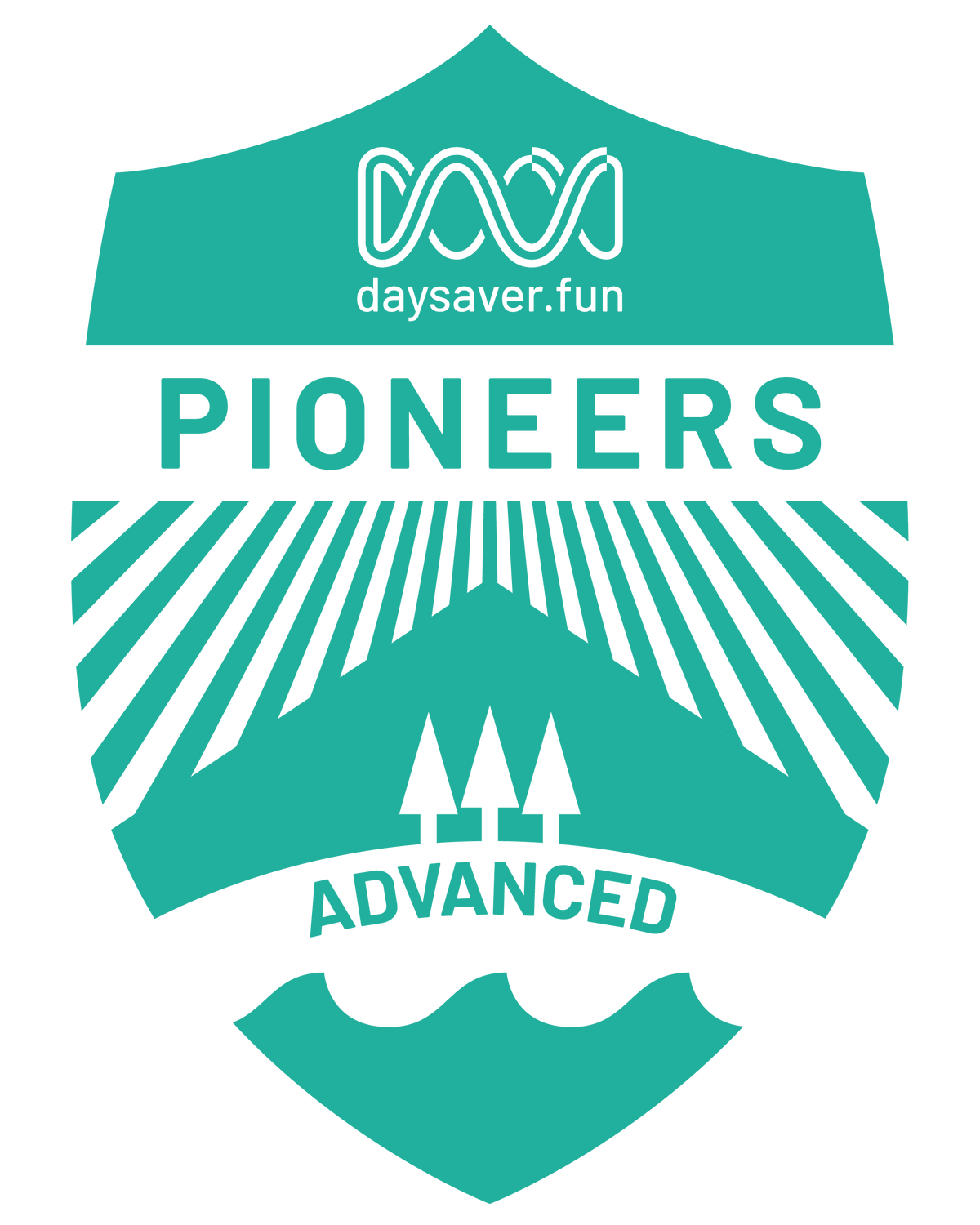 Teal logo with 'daysaver.fun' and 'Pioneers Advanced' text on a white background
