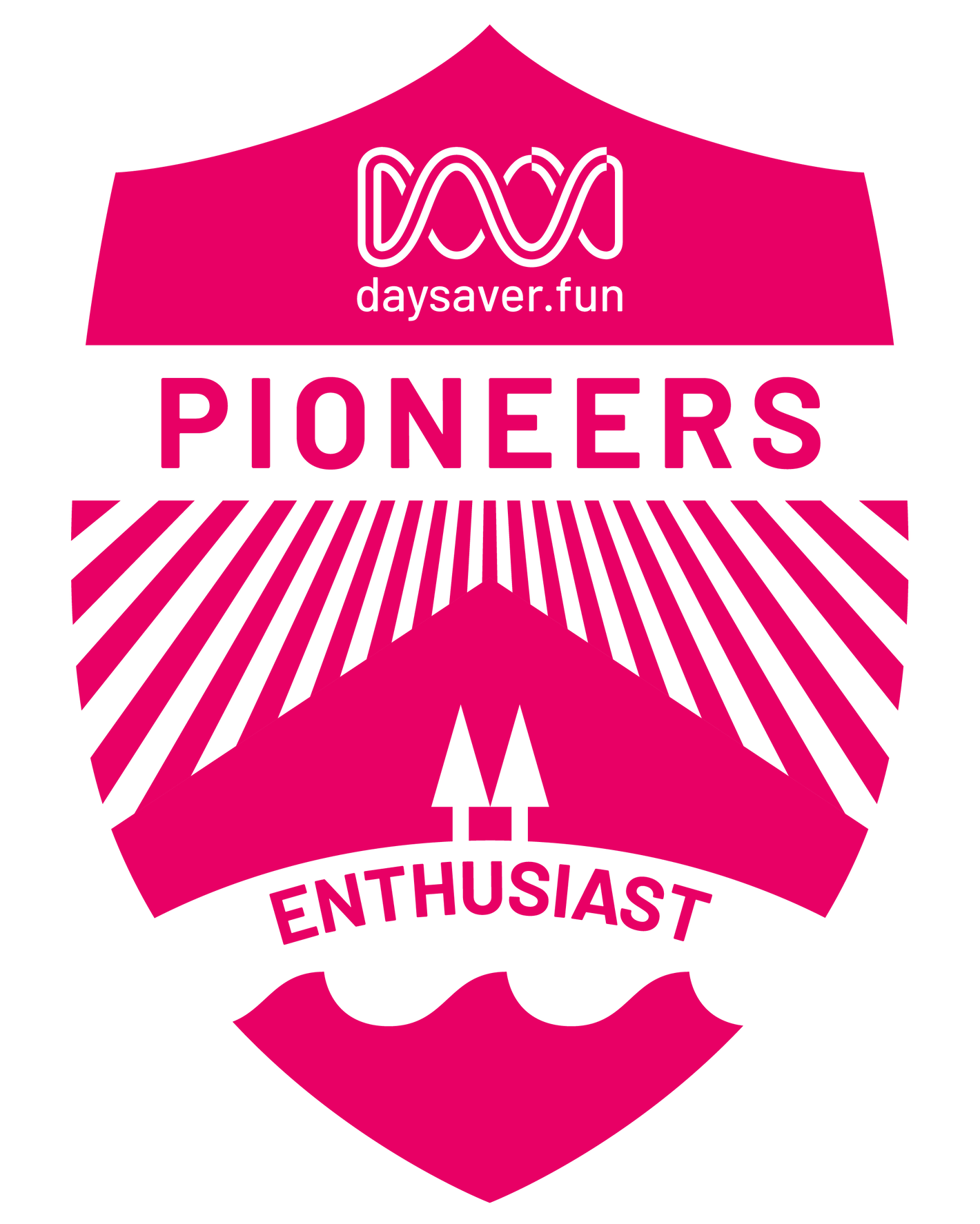 Logo with 'daysaver.fun' and text 'Pioneers Enthusiast' on a pink background