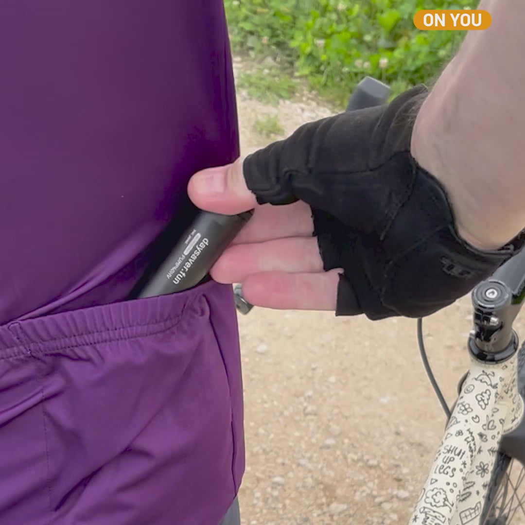 Bike pump in a jersey pocket