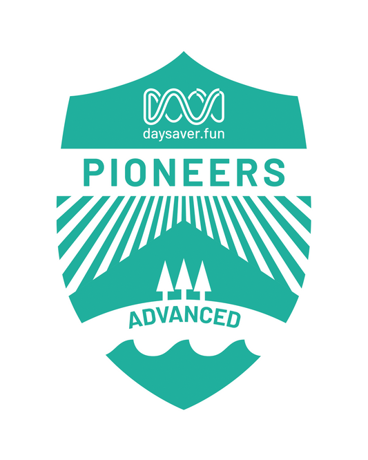 Teal logo with 'Pioneers Advanced' text and mountain design on a white background