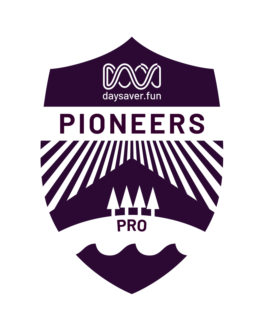 Logo with 'Pioneers Pro' text and mountain design on a white background